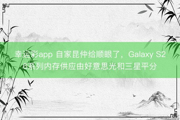 幸运彩app 自家昆仲给顺眼了,Galaxy S26系列内存供应由好意思光和三星平分